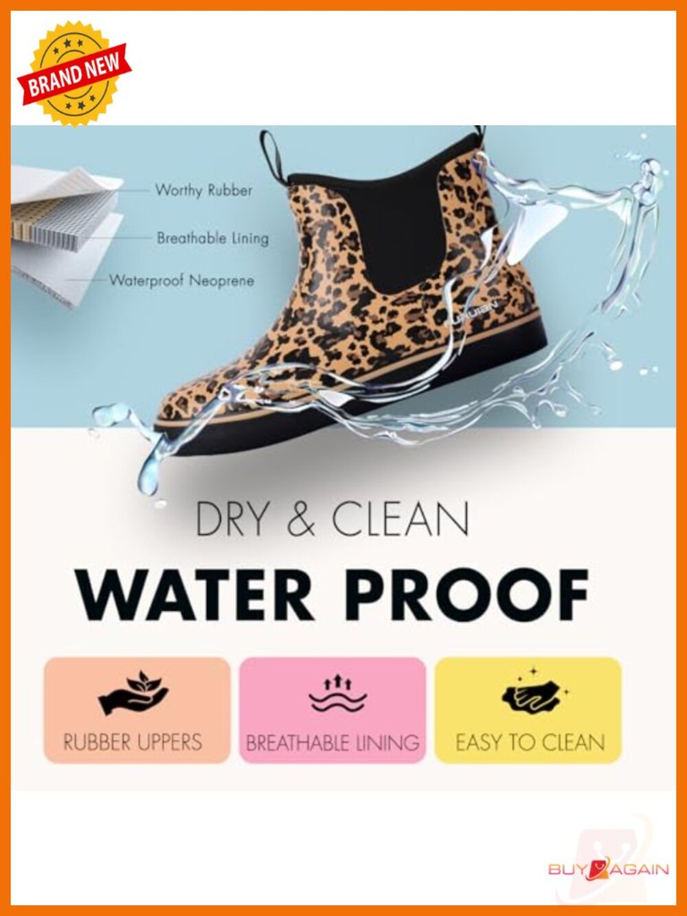 Waterproof Rubber Ankle Rain Boots Slip-Resistant Chelsea Outdoor Work - Picture 2 of 6